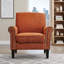 Fauteuil d'appoint rembourré Rich Orange, conception compacte de petit espace avec garniture cloutée et pieds en bois massif brun foncé