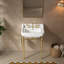 Lavabos de salle de bain modernes, lavabo en céramique de 58 cm avec console en acier doré pour la maison