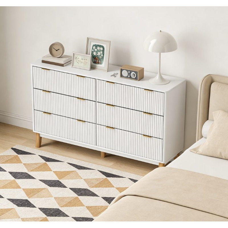 Commode double 6 tiroirs 53,9 po Blaklee, Blanc