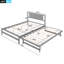 Lit plateforme double avec lit gigogne gris réglable - Option utile en bois de pin combiné-1830930418
