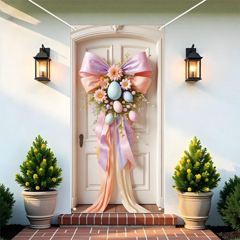 Kbndieu Easter Door Curtain Suitable for Large Party Supplies Room Garden Wall Decoration Holiday Decoration Background
