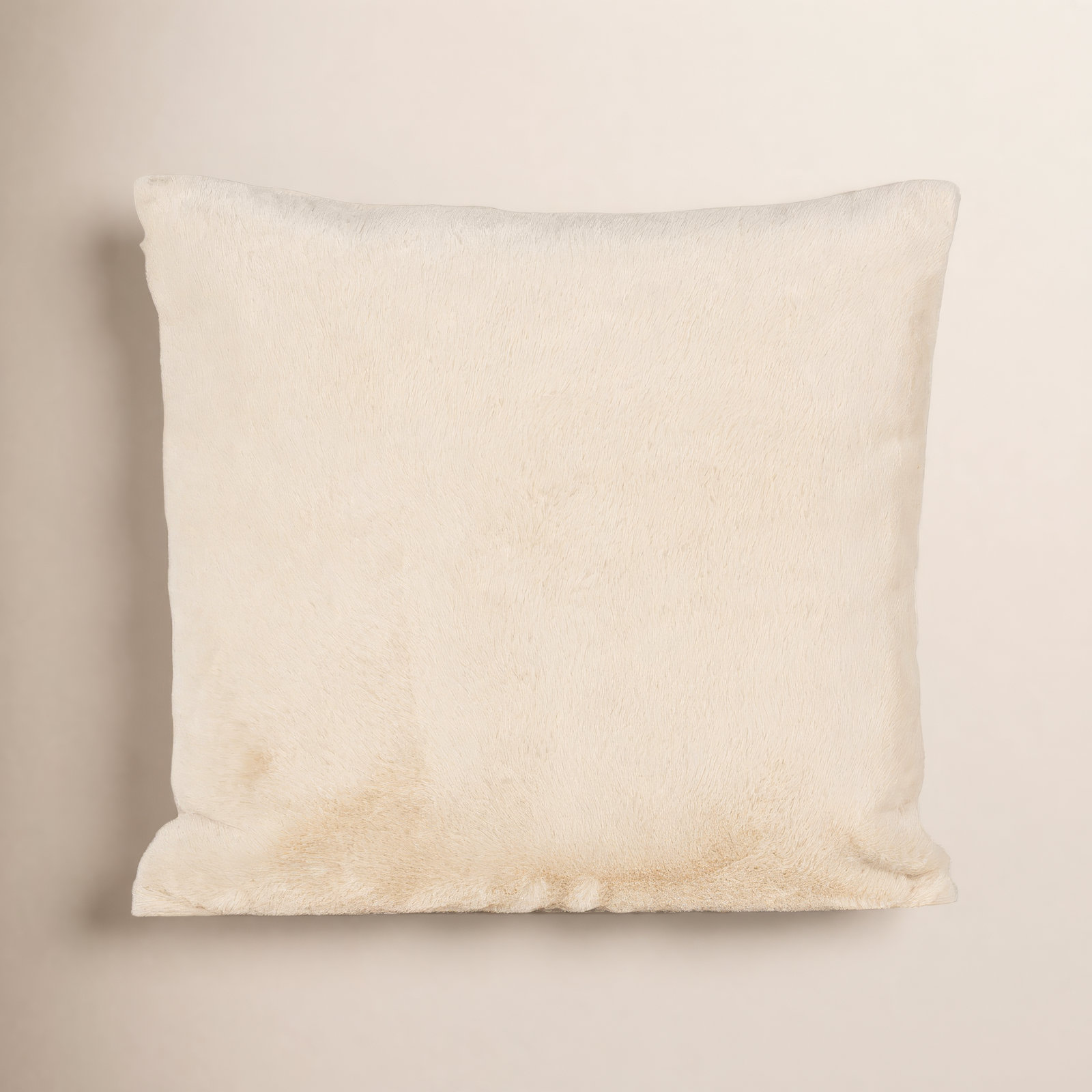 Fawn Faux Fur Throw Pillow, Cream, Square 26", Polyester