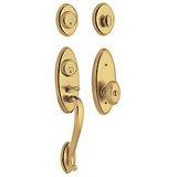 Landon Handleset with Double Cylinder Deadbolt and Door Knob and Rosette