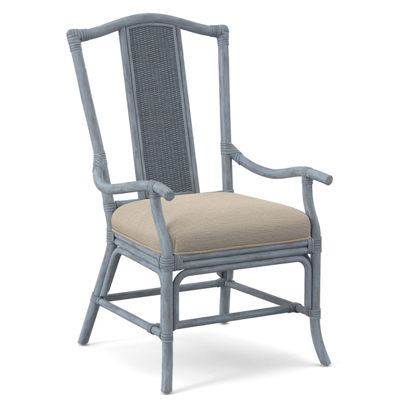 Drury Lane Slat Back Dining Arm Chair, Sea Glass, Eggshell Crypton Performance; 0884-93