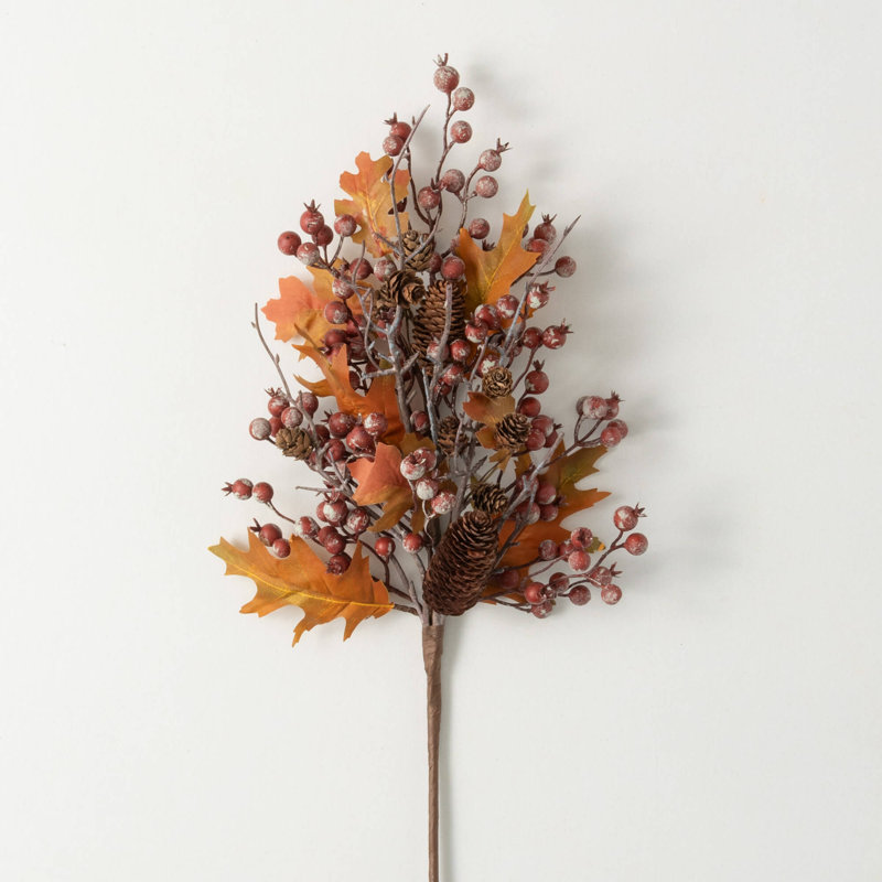 28" Artificial Rustic Fall Berry Leaf Spray, Multicolor