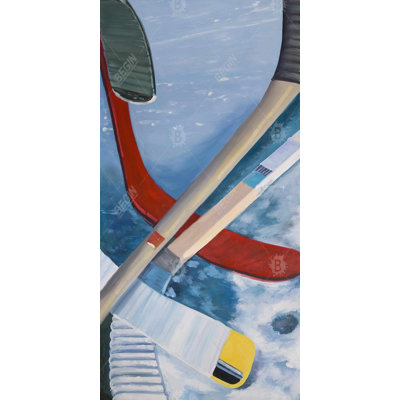 Hockey sticks on ice - 15.75"x31.50" Desk mat