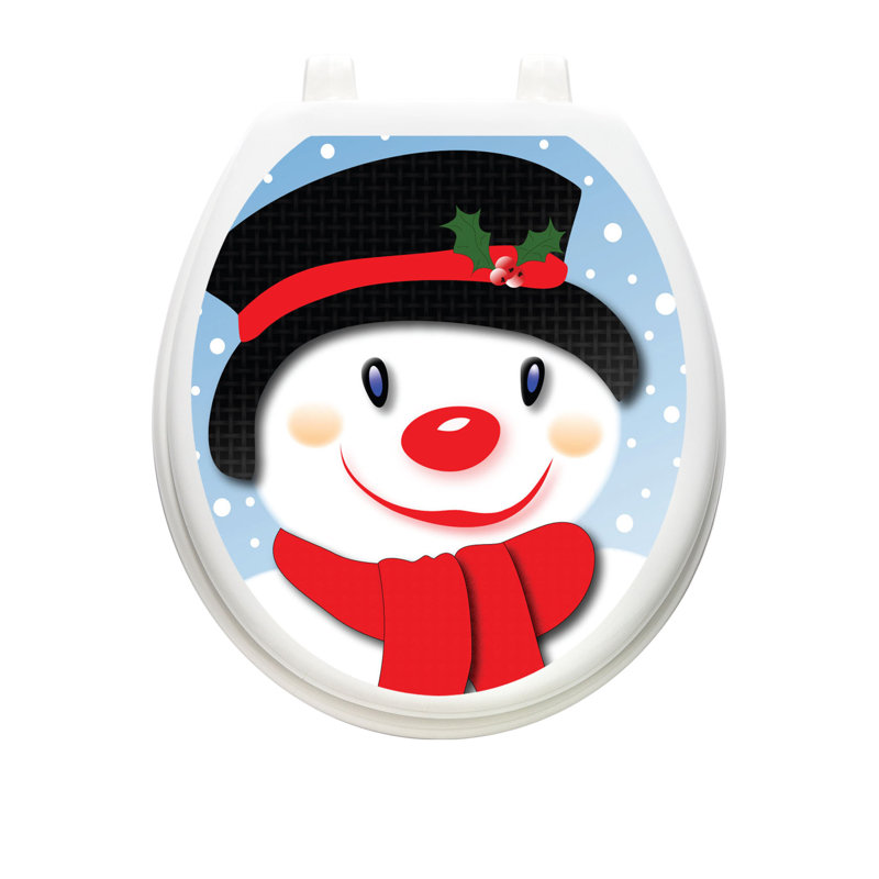 Adhésif décoratif pour siège de toilette bonhomme de neige, Rond
