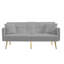 Futon en velours gris avec pieds dorés, 3 positions réglables pour une utilisation multifonctionnelle, 2 accessoires de poches latérales, porte-gobelet pliable, rembourrage en mousse moelleuse, siège à ressort sinueux, lit en métal de style classique-121096846