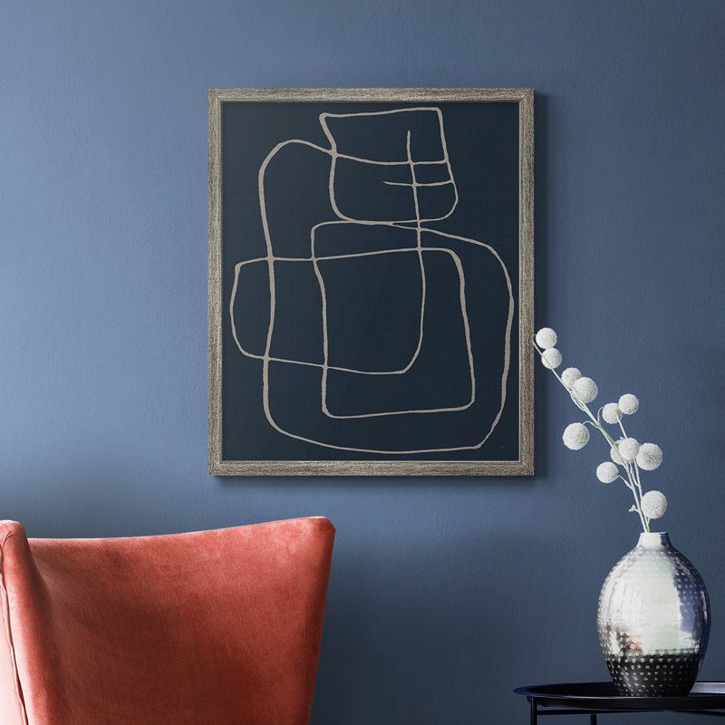 Toile encadrée de qualité supérieure Shapes and Night Sky II - prête à être accrochée, Argent patiné, H 20 po x l 16 po