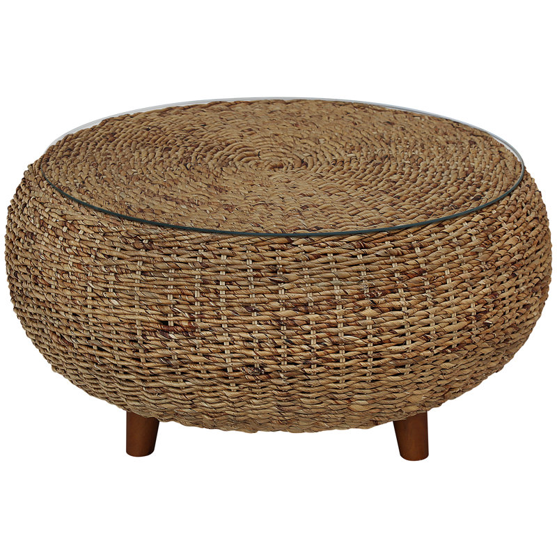 Anissa Glass Top Single Coffee Table, Natural