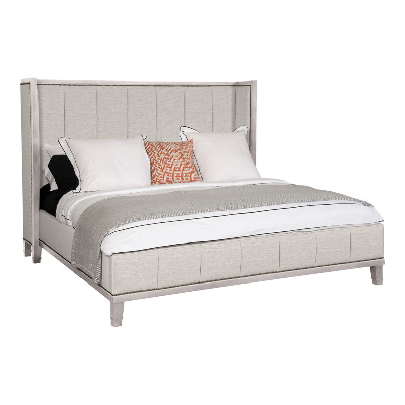 Mattingly Michael Weiss King Upholstered Panel Bed, Dove Gray, Impala Linen, No