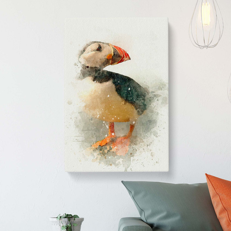 An Atlantic Puffin in Abstract - Wrapped Canvas, 91cm H x 60cm W x 3cm D