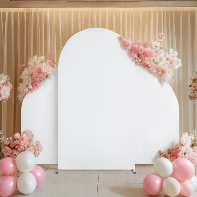 Set Of 3 Double Sided Fabric Wedding Arch Cover, 5Ft+7.2Ft+5Ft,