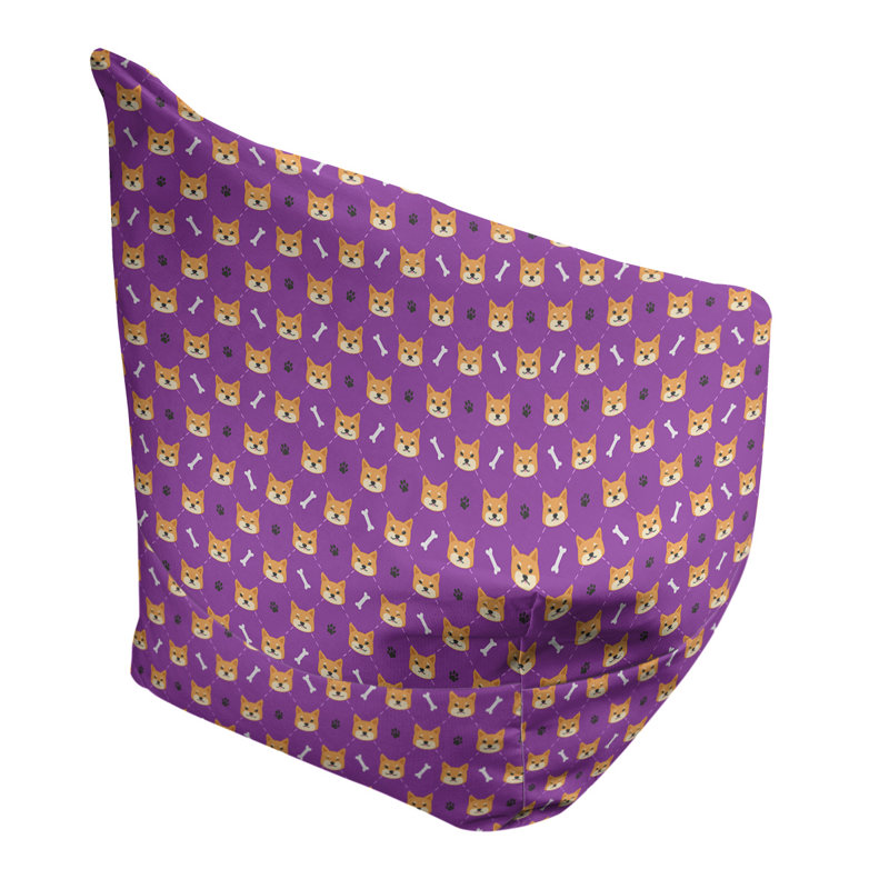 Sac de pois Leffel, H 27 po x l 30 po x P 25 po, Housse de pouf, Orchidée / blanc / noir