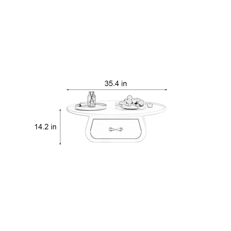 Table basse simple et moderne, H 14,2 po x L 35,4 po x l 35,4 po , Blanc