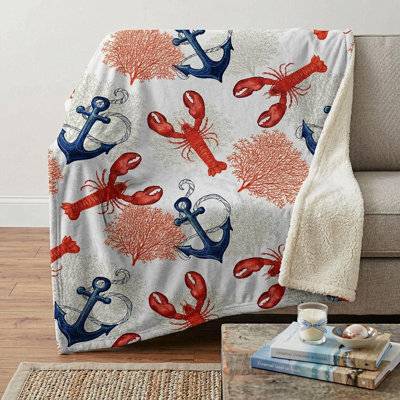 Jeté 50 pi x 70 po ivoire en microfibre rouge et bleu