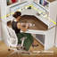 Bureau en coin de 31,5 po avec tiroirs, petit bureau d'ordinateur avec tablettes de rangement et huche, bureau de jeu avec lumières DEL et multiprise pour bureau personnel, blanc et brun-1140069065