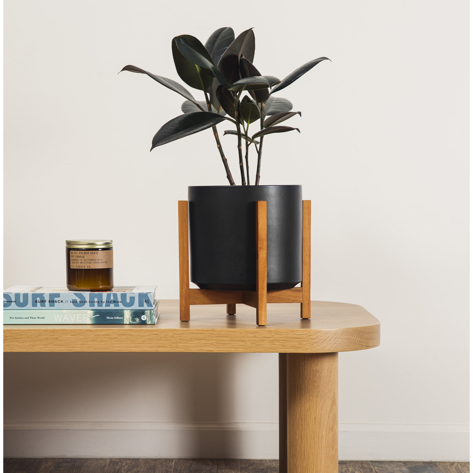 Keyes Ceramic Pot Planter, Black/Light, 10.25" H x 10" W x 10"