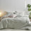 Striped Duvet Cover Set 100% Washed Cotton Linen Like Textured