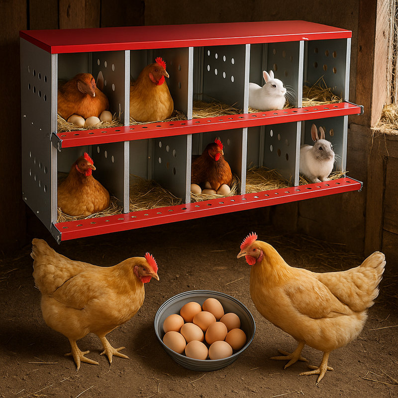 Chicken Nesting Boxes, with 10 Compartment, Red