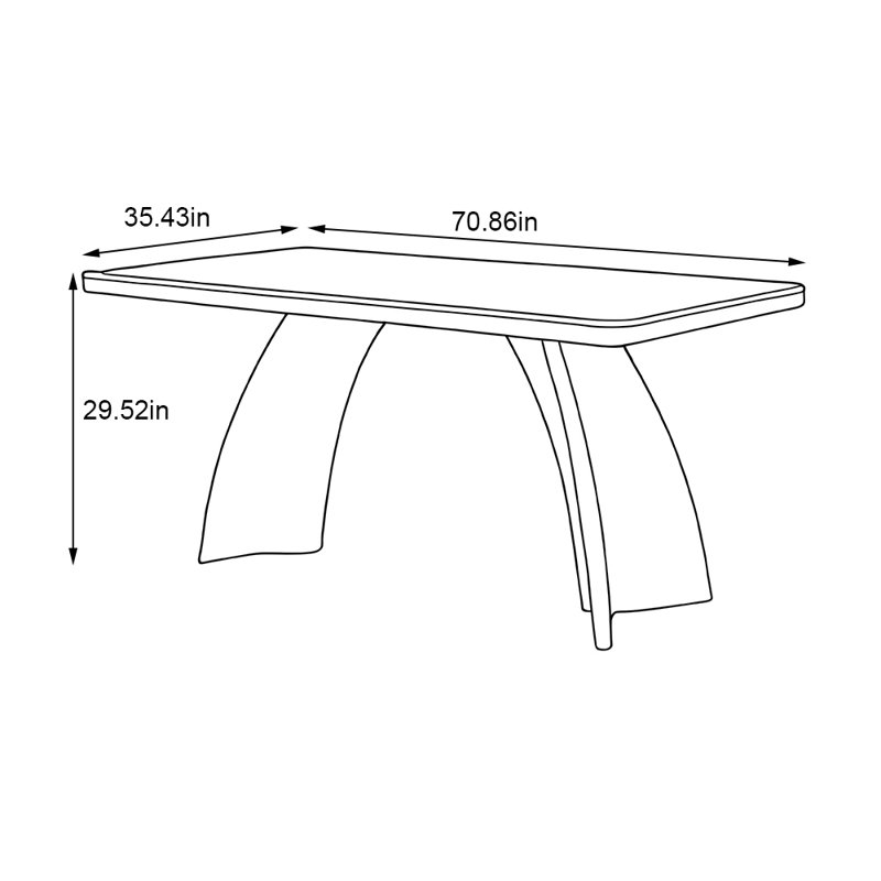 Table de salle à manger crème, H 29,52 po x L 70,86 po x l 35,43 po