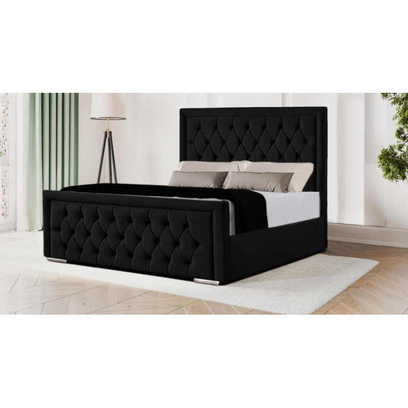 Brentley Upholstered Bed, Double (135 x 190 cm), Black
