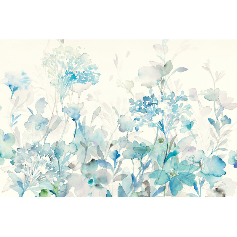 Translucent Garden Blue Crop by Danhui Nai - Wrapped Canvas Painting, 20cm H x 30cm W x 3.8cm D