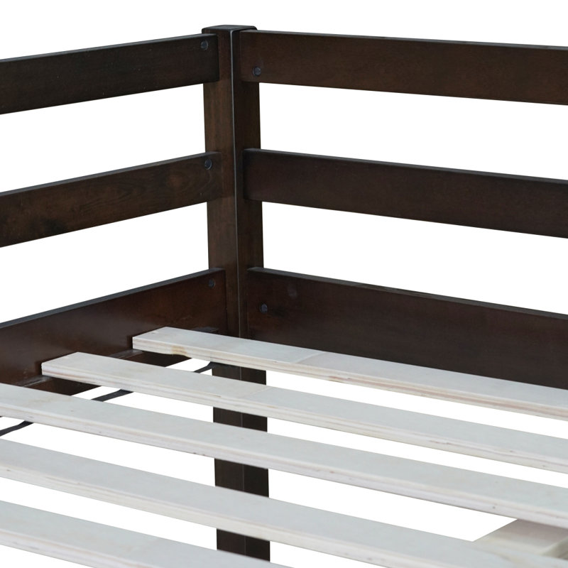 Lit mezzanine en bois d'hévéa avec échelle, Espresso