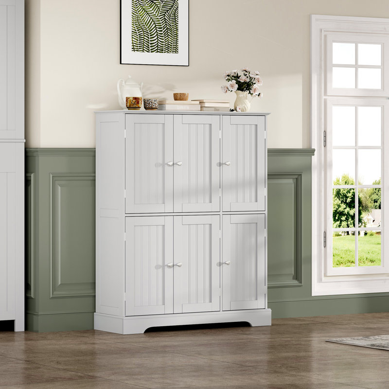 Armoire de rangement pour salle de bain H 43,5 "avec 6 portes, Satin