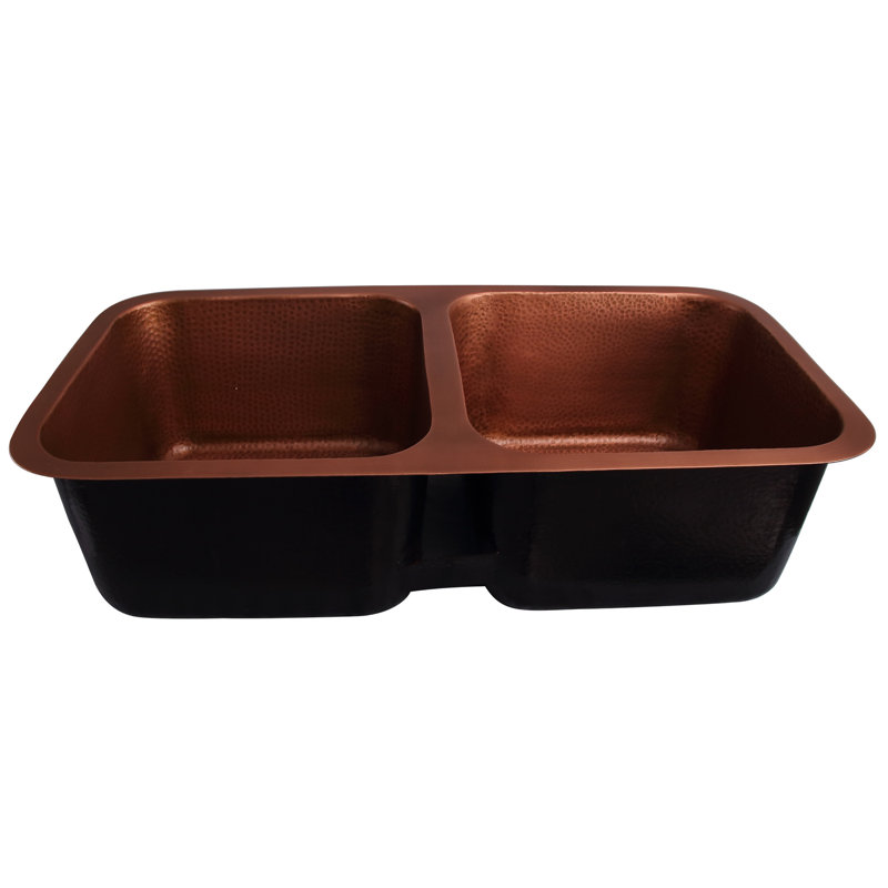 Severn 35.12'' L Double Bowl Copper Kitchen Sink
