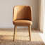 Chaise de salle à manger à dossier incurvé en cuir véritable Fawn-128595708