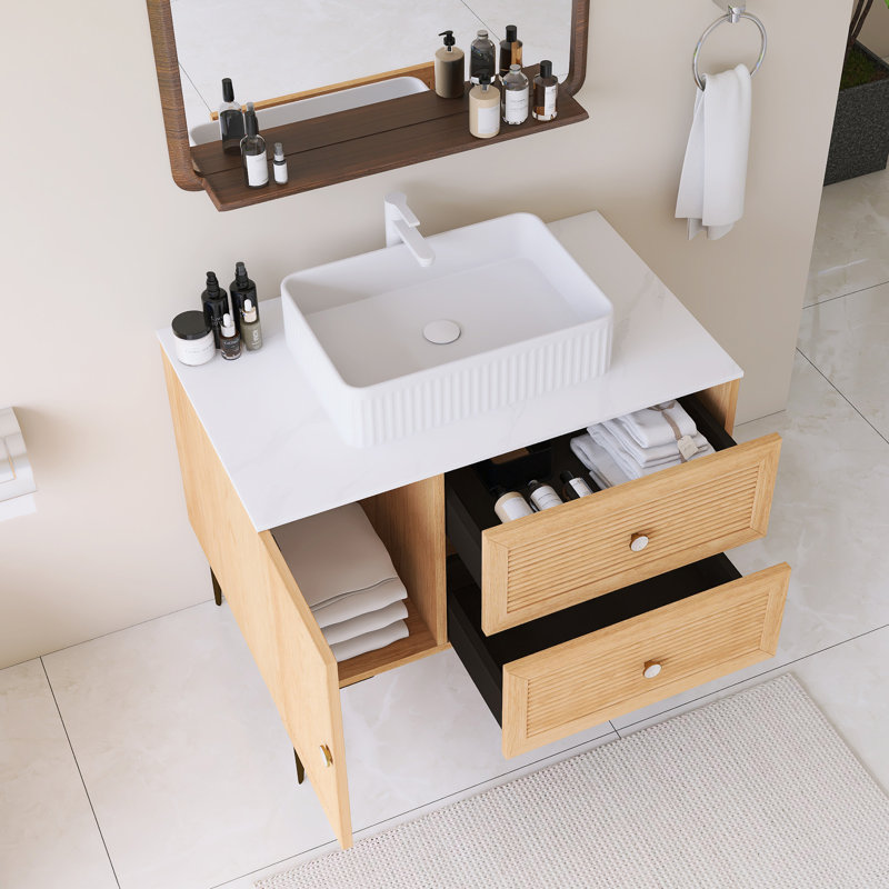 Meuble-lavabo simple 36 po avec lavabo en céramique blanche, 36"