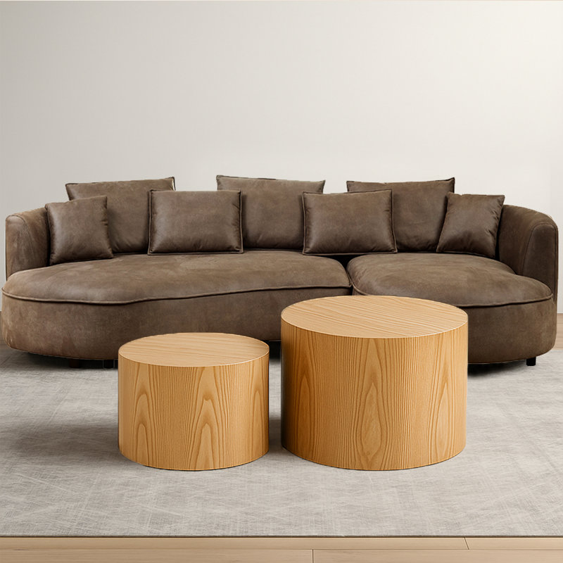 Ensemble de 2 tables basses gigognes avec pieds antidérapants Nesting, Chêne