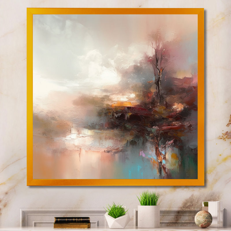 «Brown Abstracted Nature IV», art mural abstrait, Impression dorée sur toile encadrée, H 36 po x l 36 po x P 1,5 po