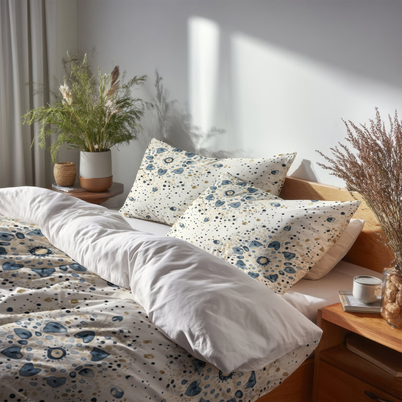 Ensemble de literie à motif abstrait 3 pièces - Ensemble de housse de couette bohémien moderne beige boho mandala