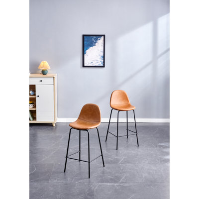 Kody Masaka Vegan Leather Bar & Counter Stool (Set of 2) by 17 Stories