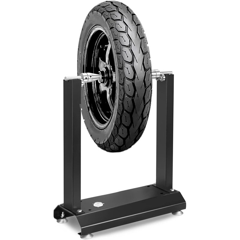 Motorcycle Wheel Balancer Rim Tire Balancing Rack Maintenance Stand with Adjustable Centering Cones Heavy-Duty Repair Truing Stand Lifting Tool for Motorcycle Bicycle Dirt Bikes