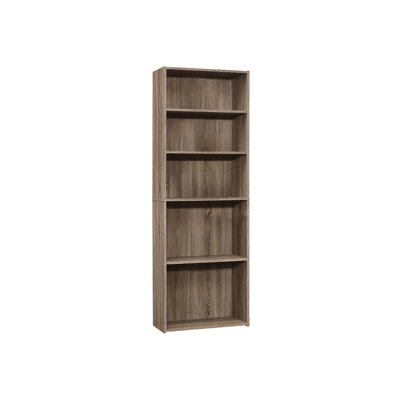 72"H Bookshelf Bookcase, 6 Tier, Brown Laminate, Office & Bedroom, Transitional, 3 Adjustable Shelves And 2 Fixed Shelves, Space Saving, Tipping Hardw