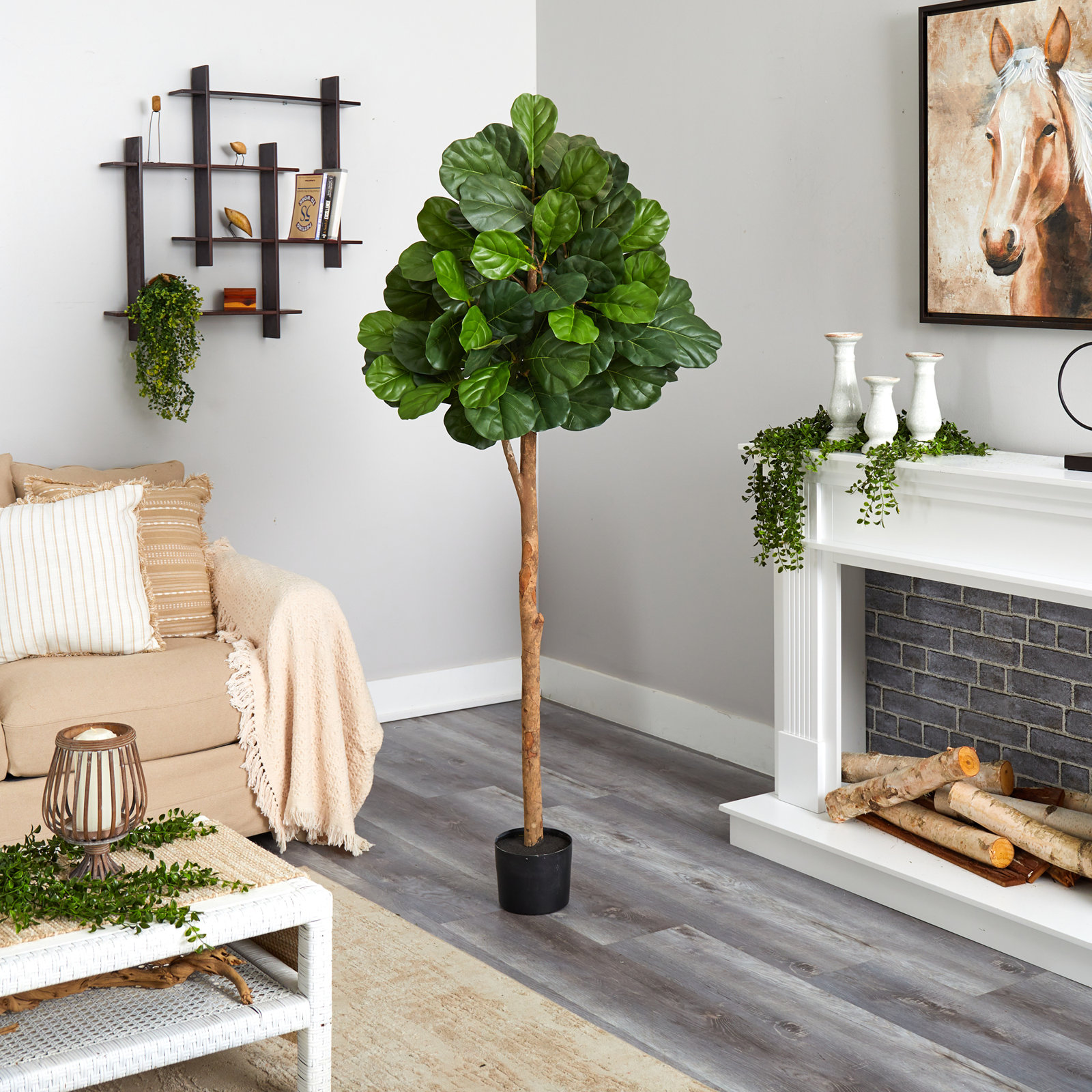 Faux Fiddle Leaf Fig Tree, 72" H x 33" W x 33" D