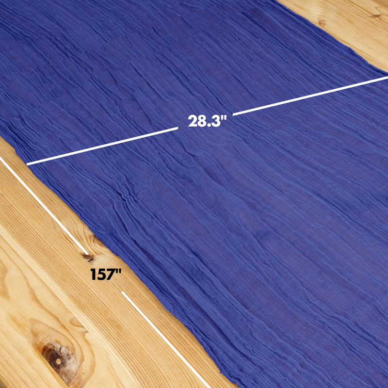 Gauze Cheesecloth Table Runner Fabric Netting Sheer Tablecloth, Sand, Navy Blue