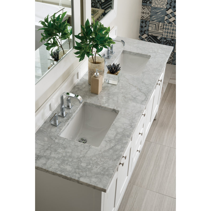 Palisades 72''  W Double Vanity, Carrara White, Bright White