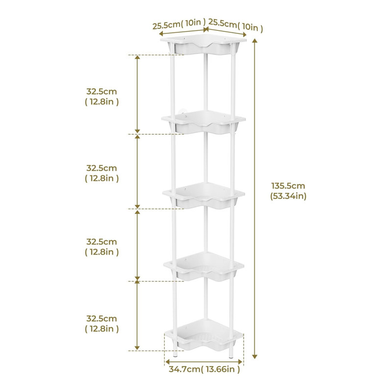 Metal Freestanding Bathroom Shelves, White