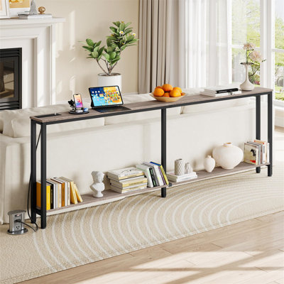 78.7" Narrow Console Table With Charging Station by 17 Stories