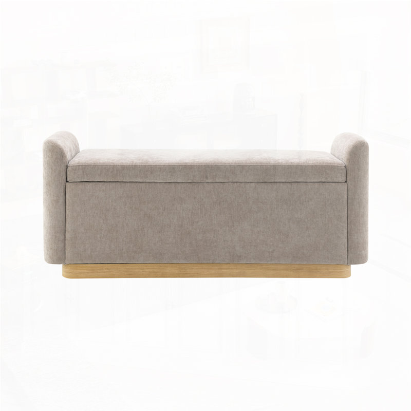 Banc 49 po avec rangement, repose-pieds avec charnière de sécurité, Brun