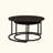 Set of 2 Modern Nesting Round Coffee Table, Faux Leather Accent Tea Table with Metal Base for Living Room