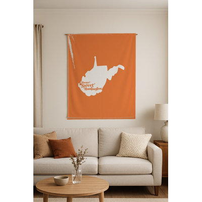 Home Sweet Huntington — Silhouette de l'État de Virginie-Occidentale — Tapisserie murale tissée portrait