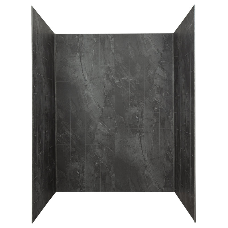 Cracked Slate Gray Vinyl Shower Surround Kit with Accessories