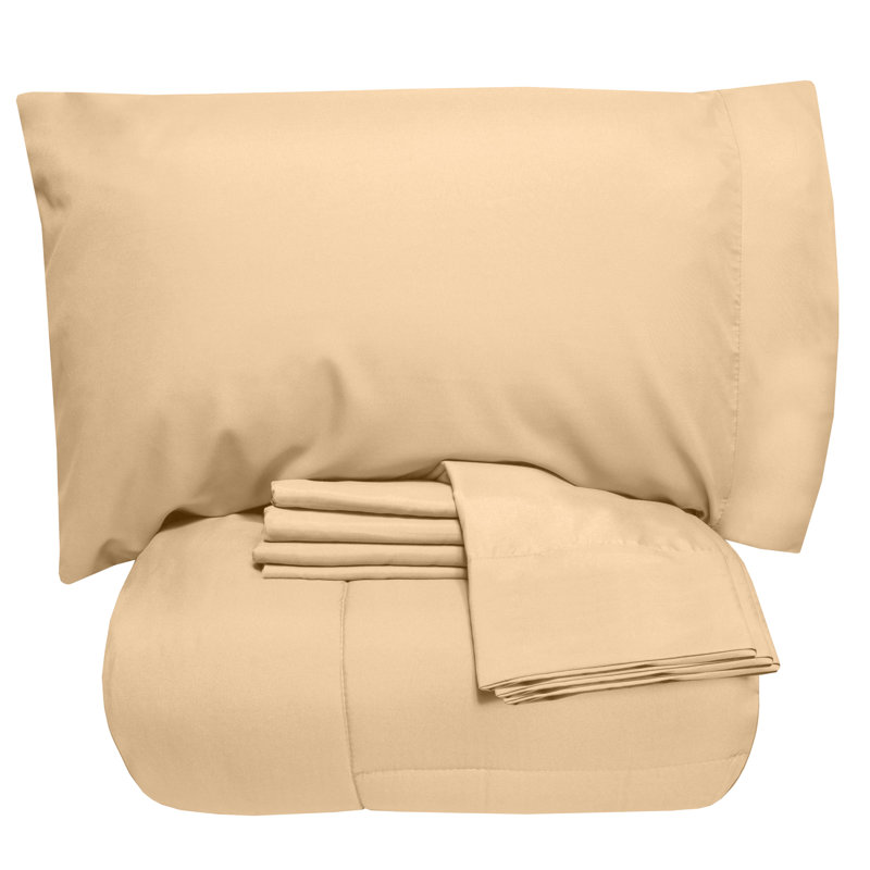 Full Camel Microfiber Down Alternative Bed in a Bag Set