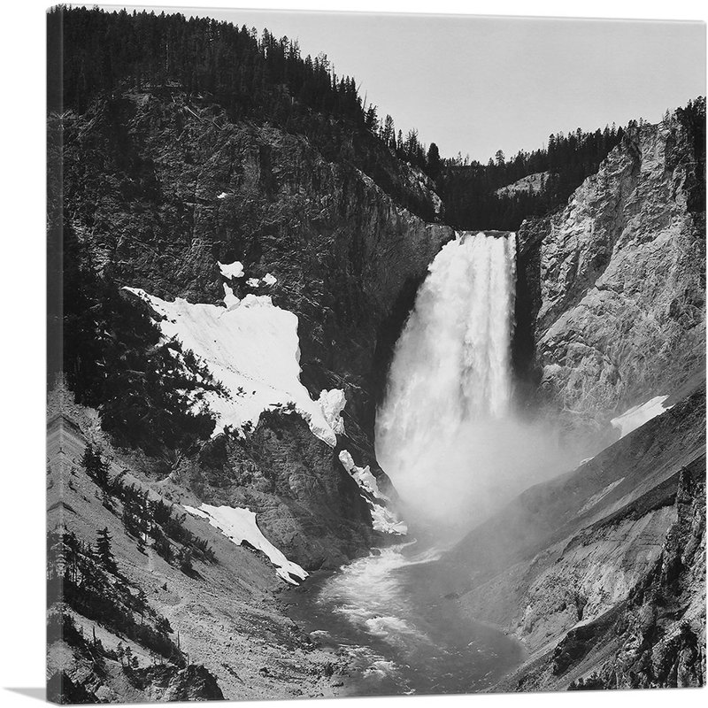 «Yellowstone Falls Yellowstone Wyoming» par Ansel Adams - reproduction de photo sur toile tendue