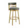 Deherrera Modern Swivel Counter or Bar Stool with Open Low Back and Footrest in Metal and Faux Leather